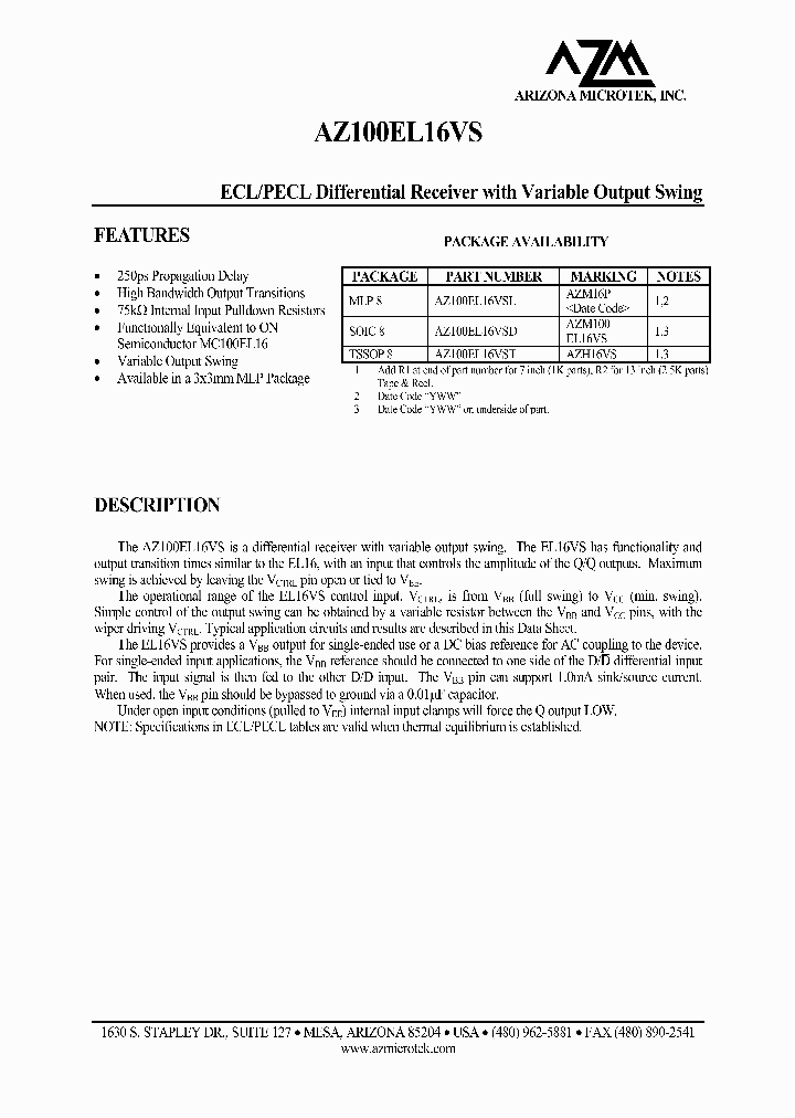 AZ100EL16VS06_1214995.PDF Datasheet