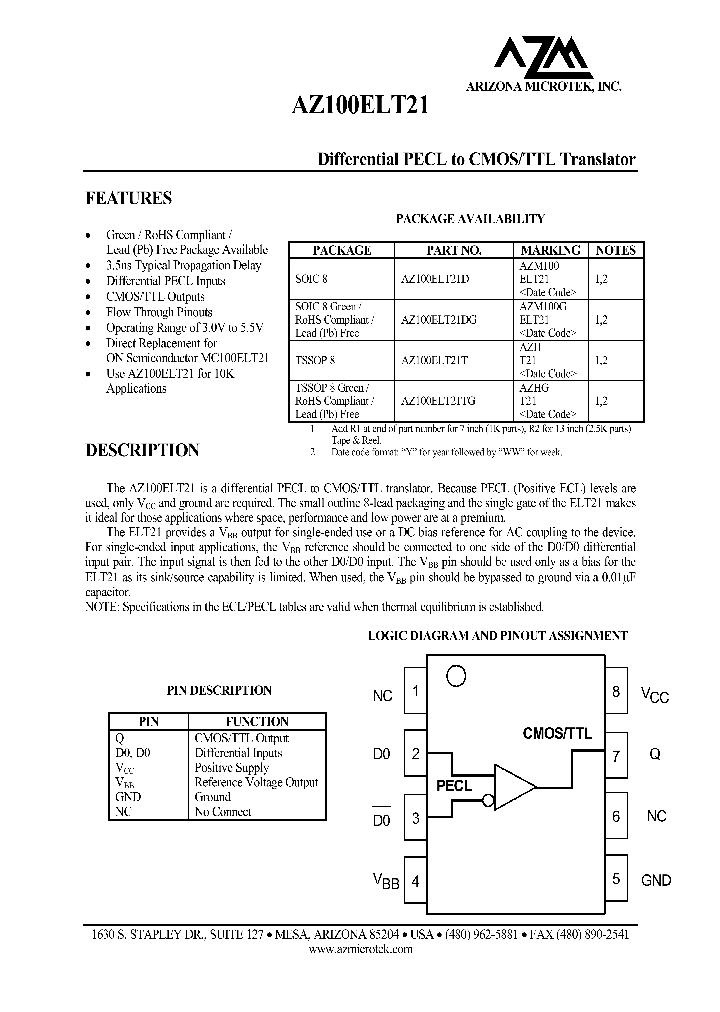 AZ100ELT21TG_1214998.PDF Datasheet
