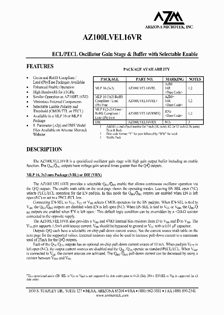 AZ100LVEL16VRX_1215004.PDF Datasheet