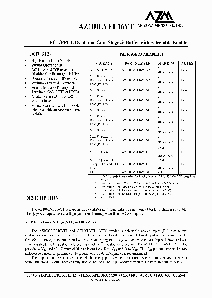 AZ100LVEL16VTXP_1215006.PDF Datasheet