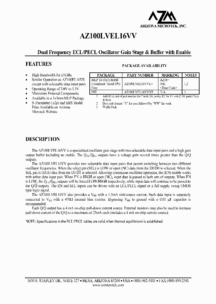AZ100LVEL16VVXP_1215007.PDF Datasheet