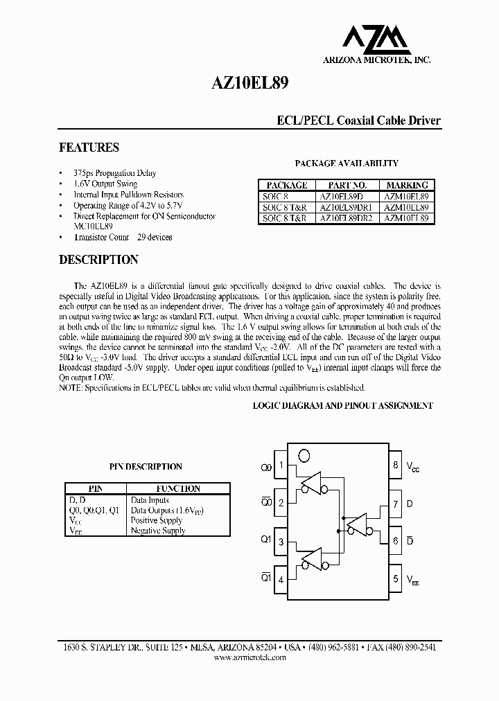 AZ10EL89DR2_1215032.PDF Datasheet