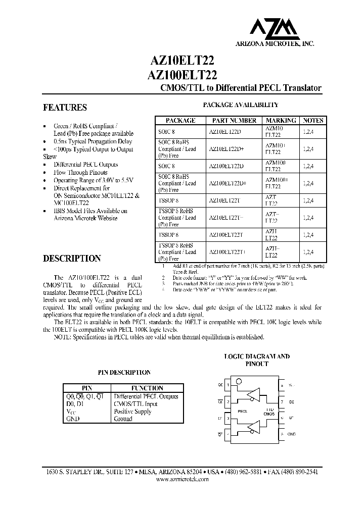 AZ10ELT22T_1215035.PDF Datasheet
