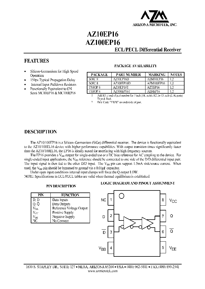 AZ10EP16T_1215036.PDF Datasheet