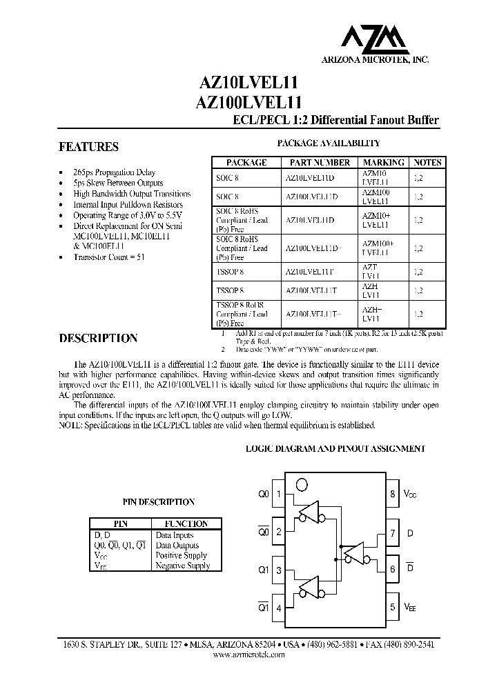 AZ10LVEL11T_1215040.PDF Datasheet