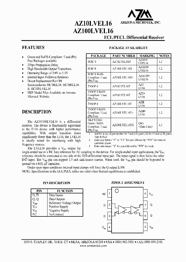AZ10LVEL16T_1215042.PDF Datasheet