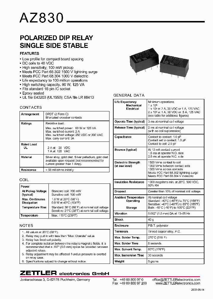 AZ830-2C-5DE_1090558.PDF Datasheet