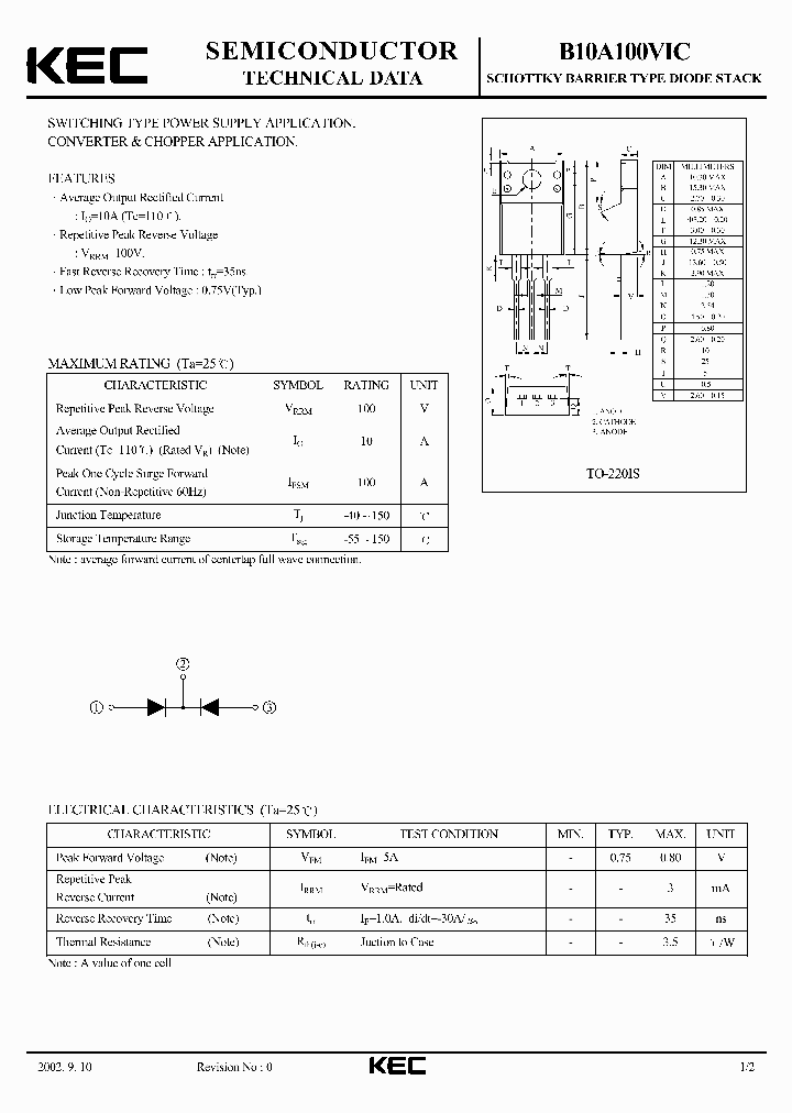 B10A100VIC_1215245.PDF Datasheet