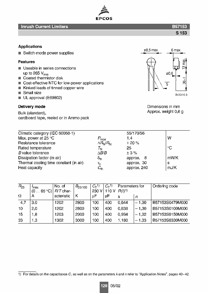 B57153S0100M000_1113329.PDF Datasheet