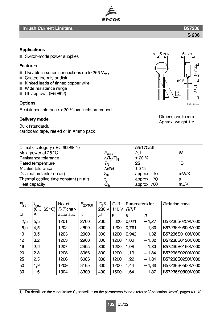 B57236S0160M000_937309.PDF Datasheet