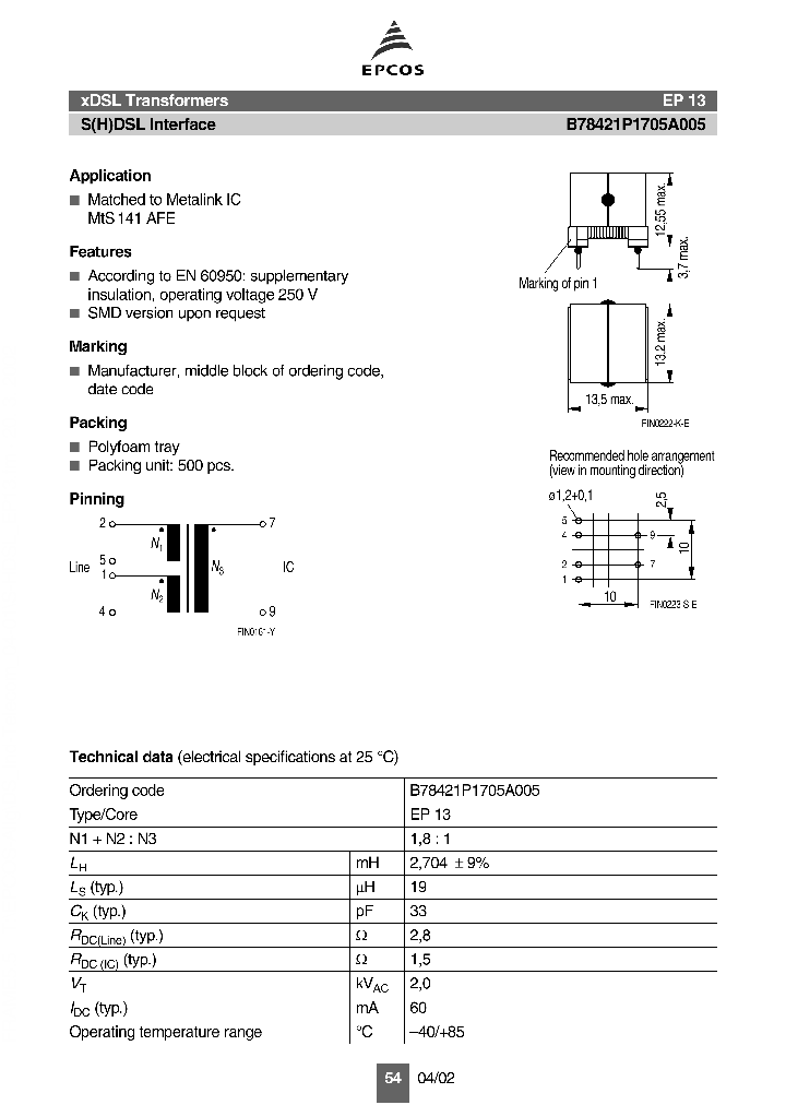 B78421P1705A005_1216365.PDF Datasheet