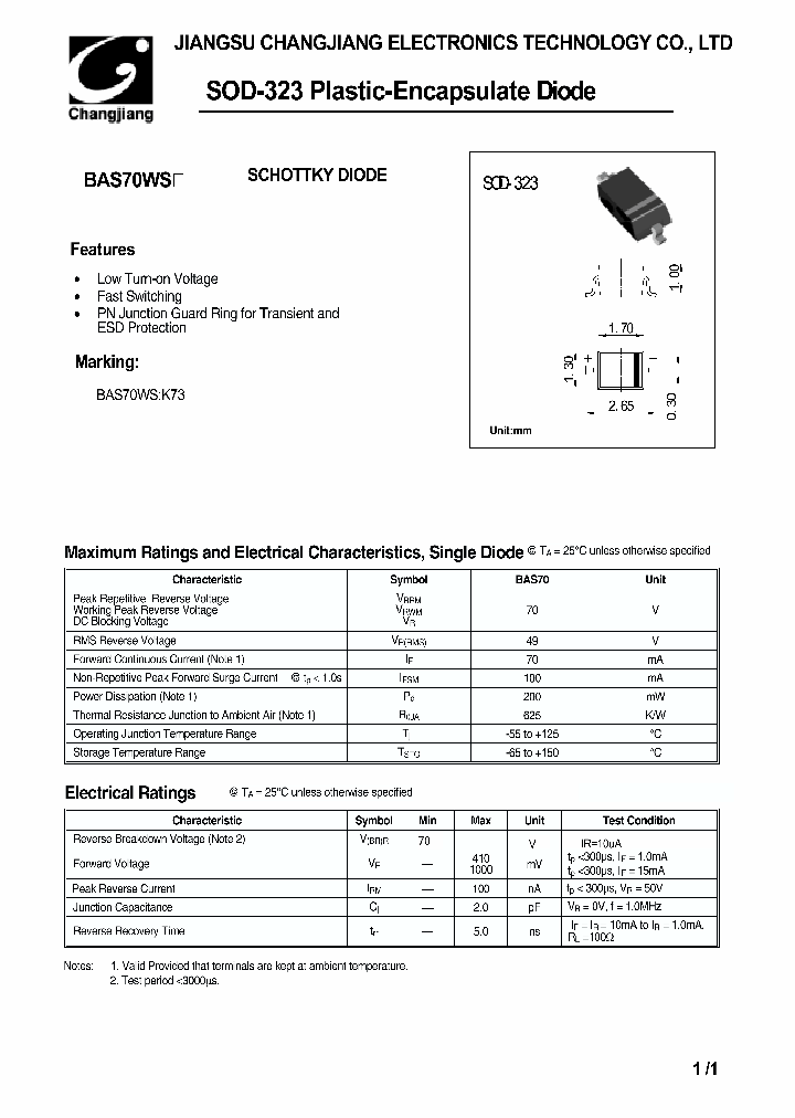 BAS70WS-SOD-323_1217289.PDF Datasheet