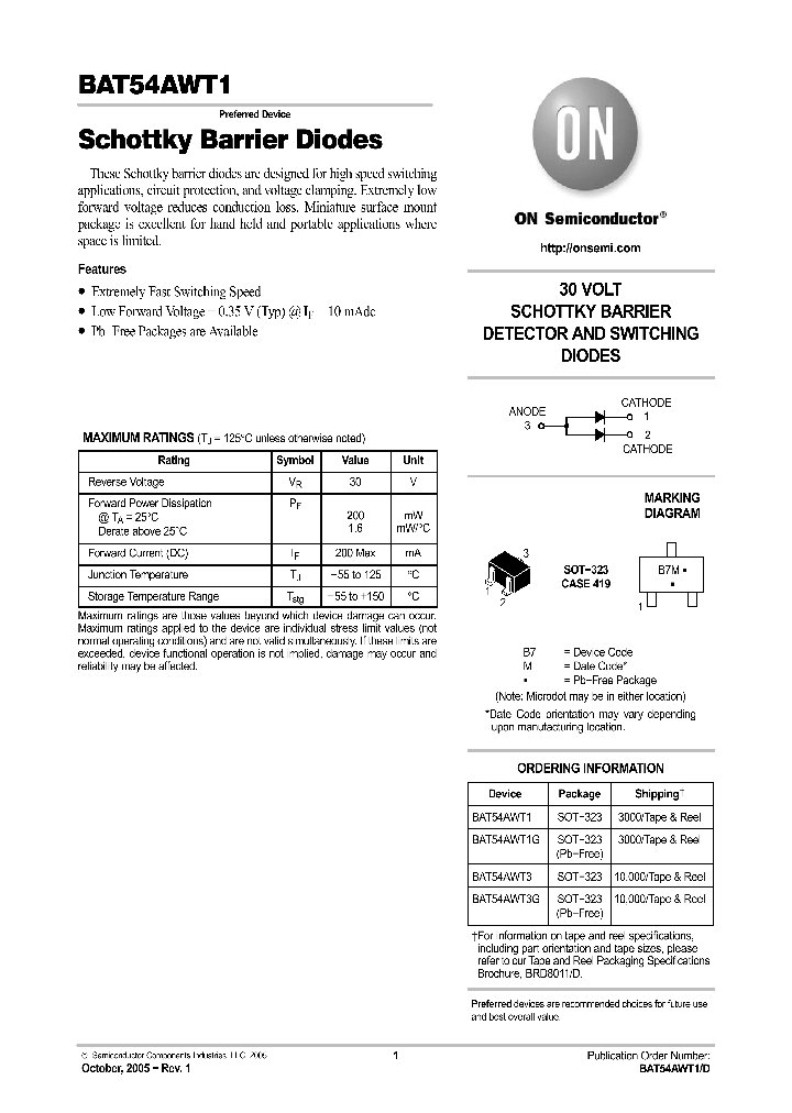 BAT54AWT3G_1217372.PDF Datasheet