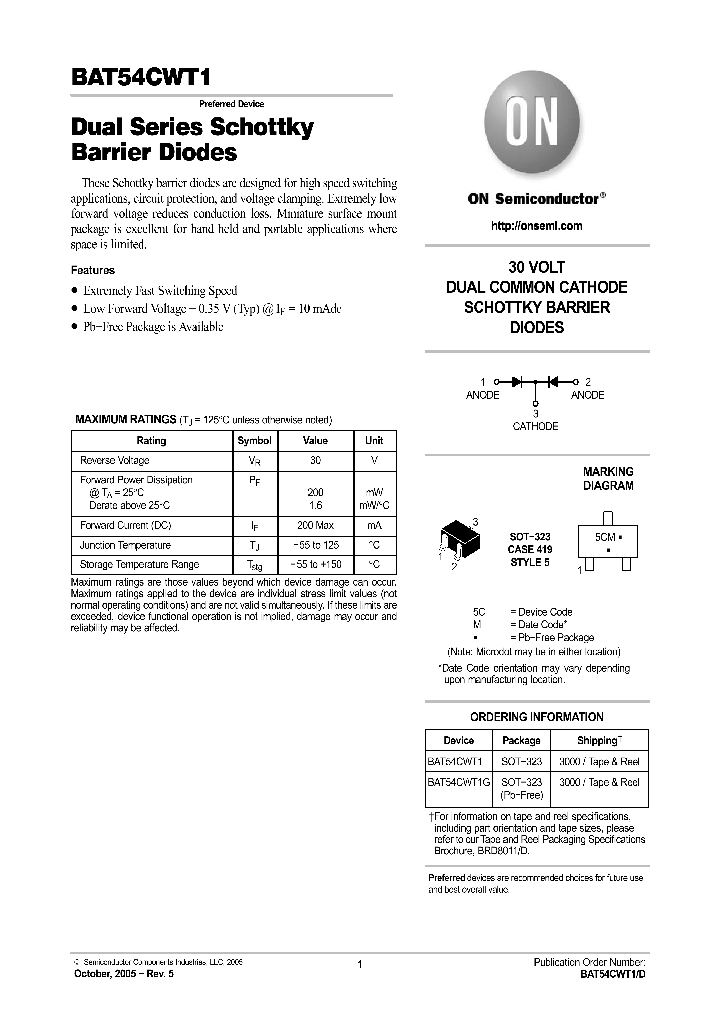 BAT54CWT1G_1217378.PDF Datasheet
