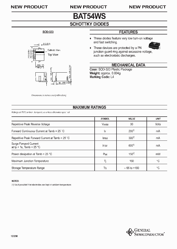 BAT54WS_1217430.PDF Datasheet