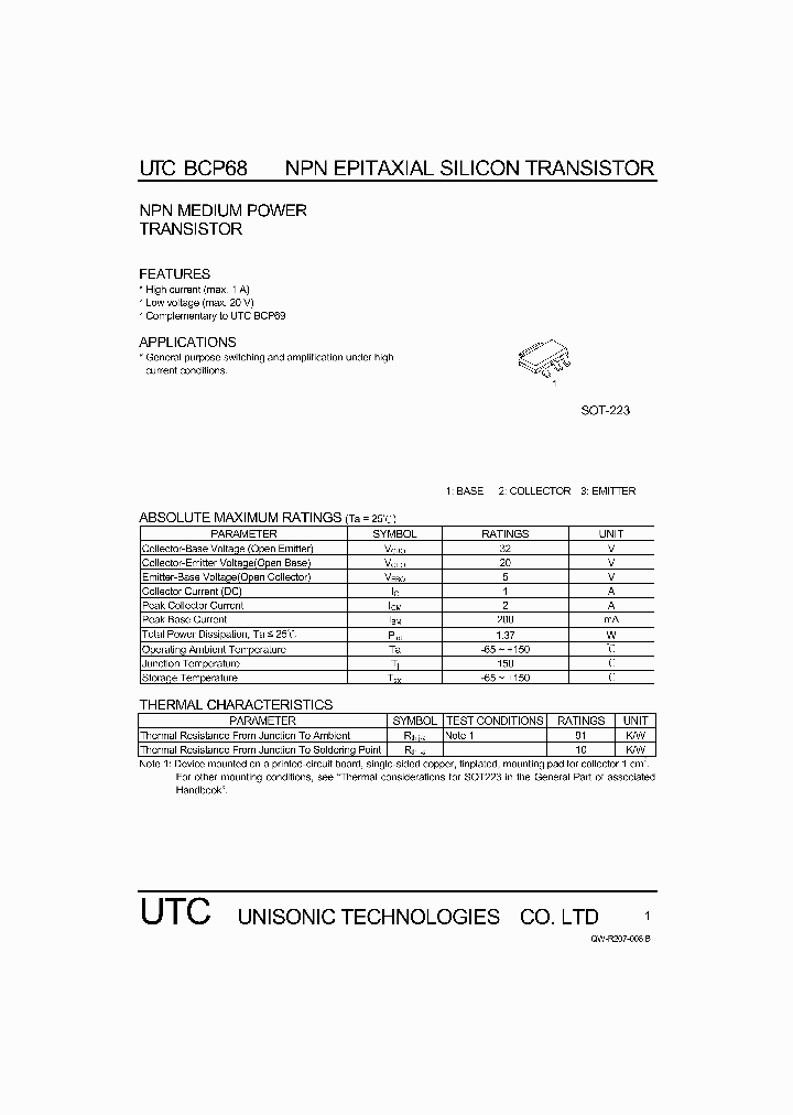 BCP68_1092585.PDF Datasheet