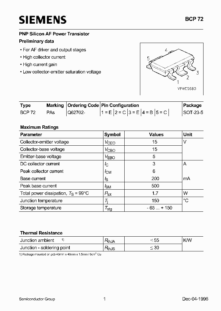 BCP72_1218287.PDF Datasheet
