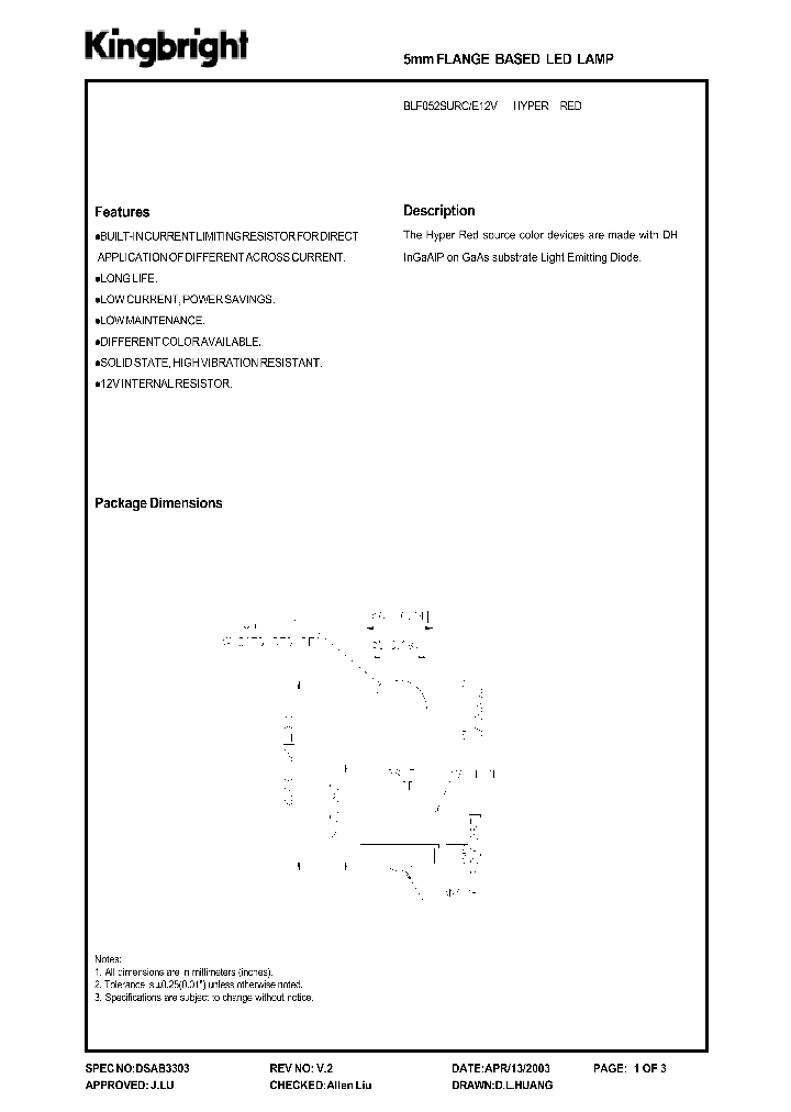 BLF052SURCE12V_1219681.PDF Datasheet