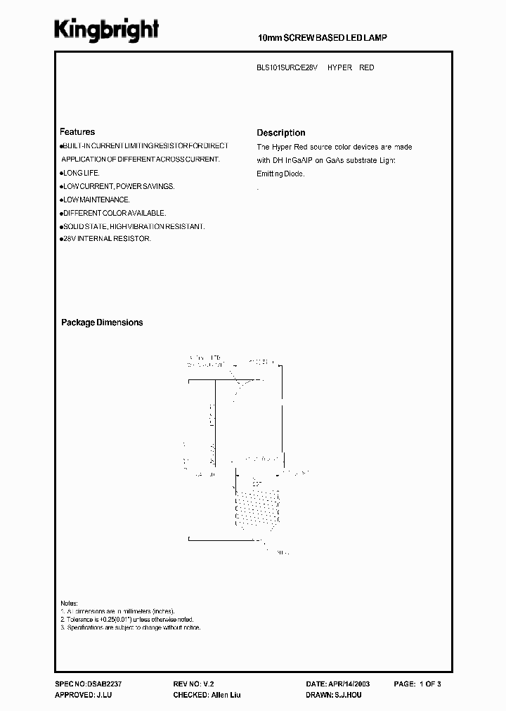 BLS101SURCE28V_1219813.PDF Datasheet