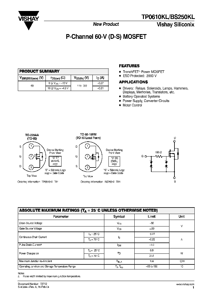 TP0610KL_1046940.PDF Datasheet