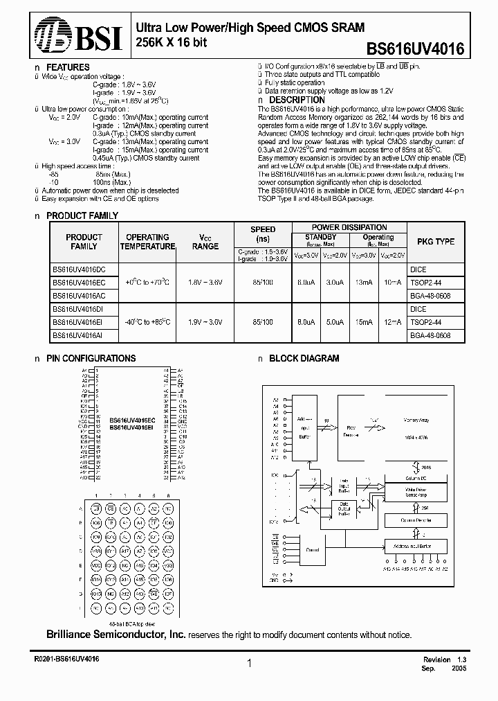 BS616UV4016EIP85_1220522.PDF Datasheet