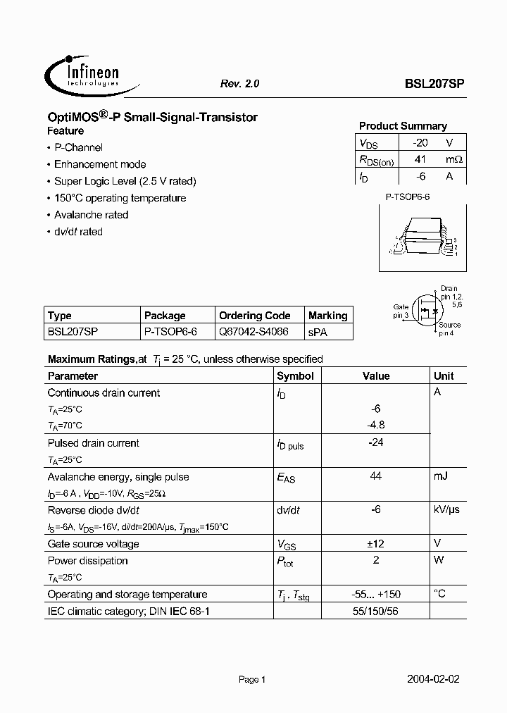 BSL207SP_1220643.PDF Datasheet
