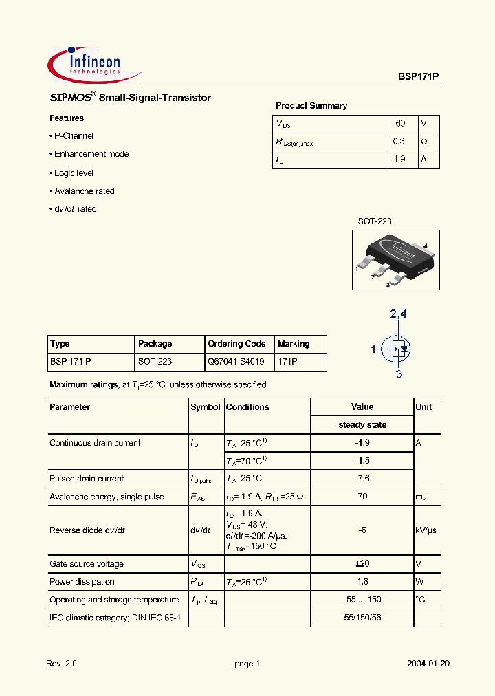 BSP171P_1220711.PDF Datasheet