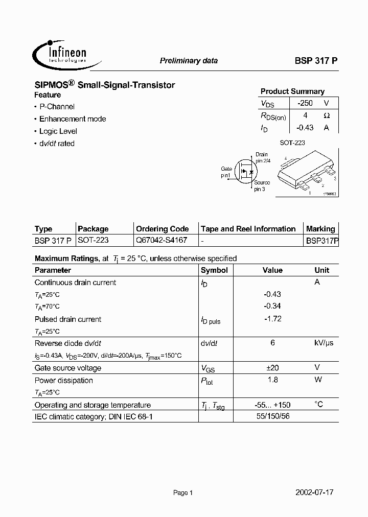 BSP317P_1183531.PDF Datasheet