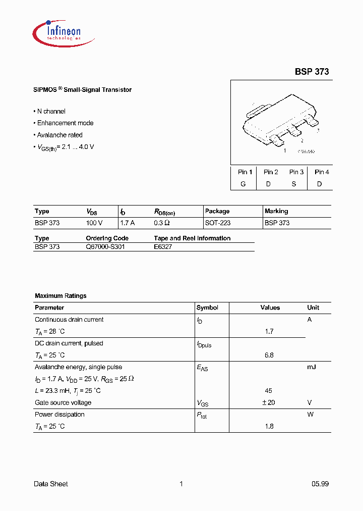 BSP373_1220745.PDF Datasheet