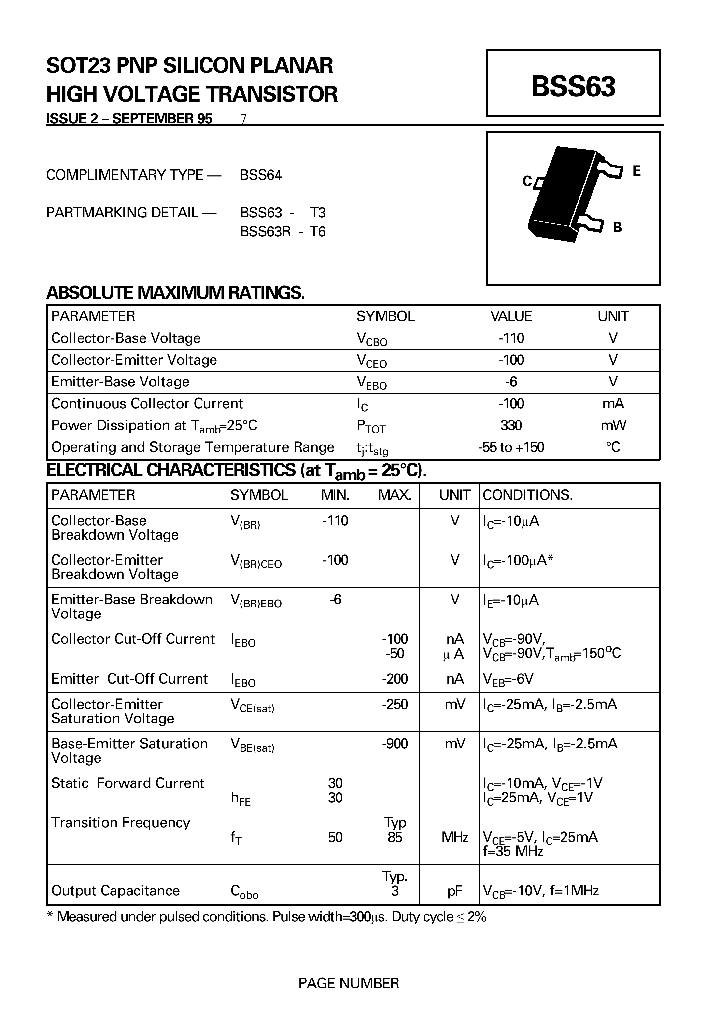 BSS63_1037323.PDF Datasheet