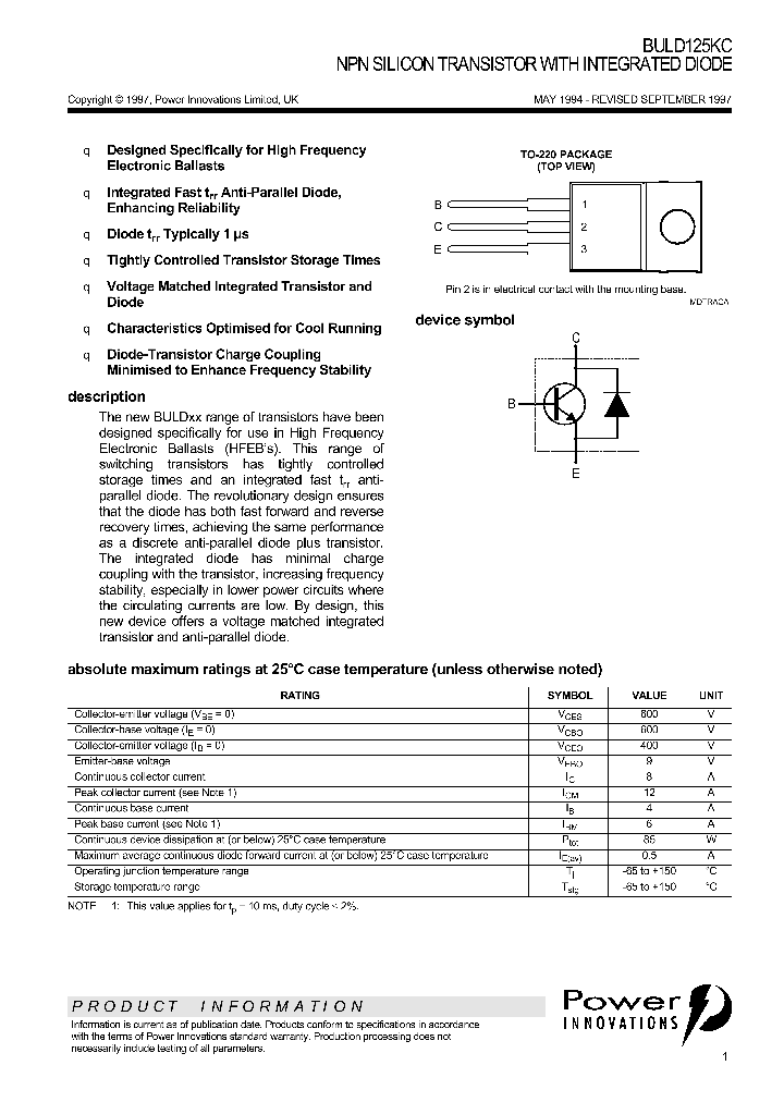 BULD125KC_1222208.PDF Datasheet