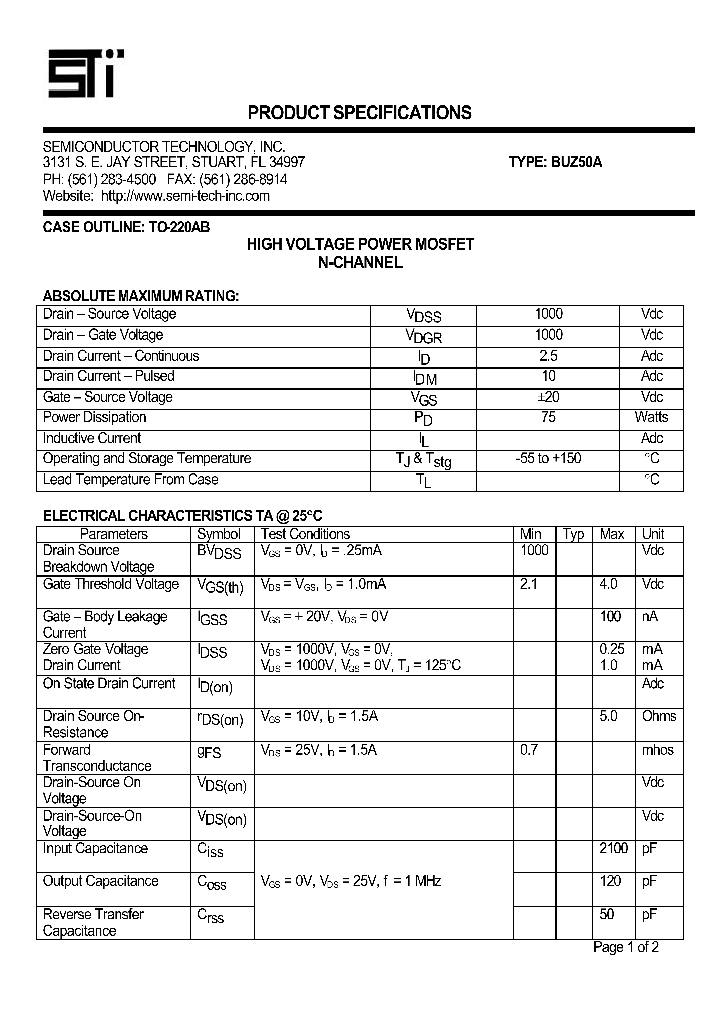 BUZ50A_1222415.PDF Datasheet