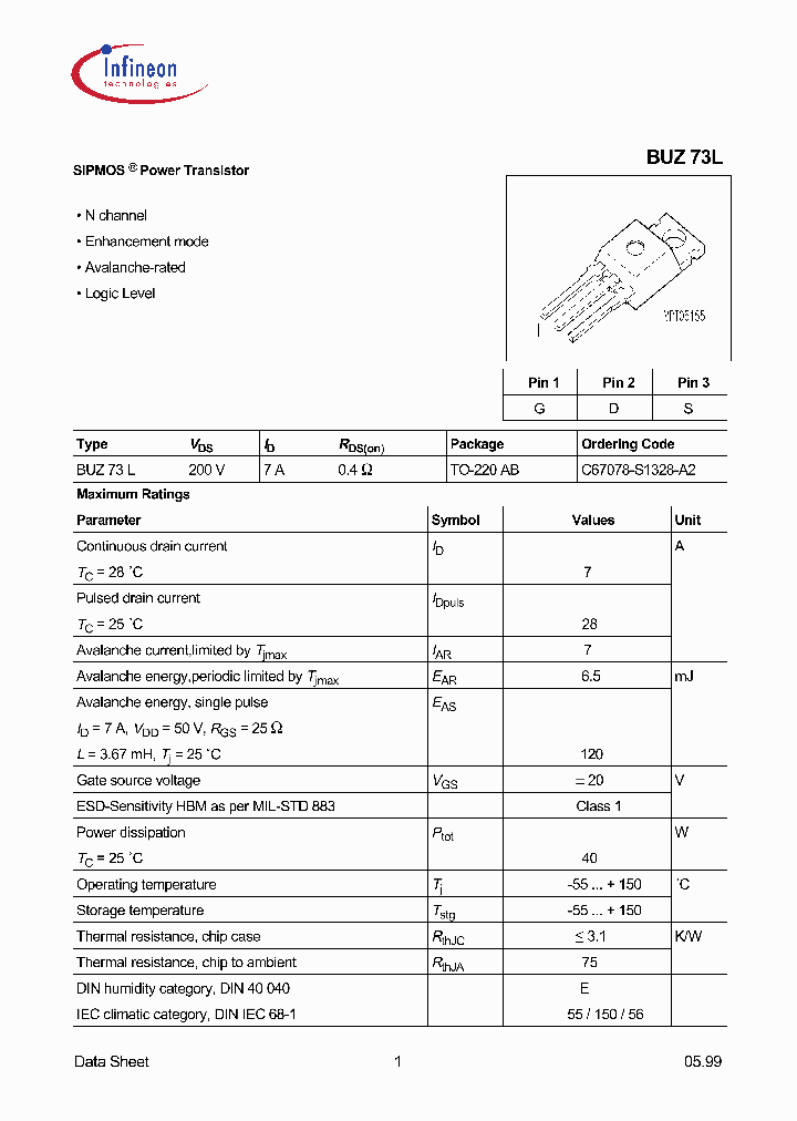 BUZ73L_1222428.PDF Datasheet