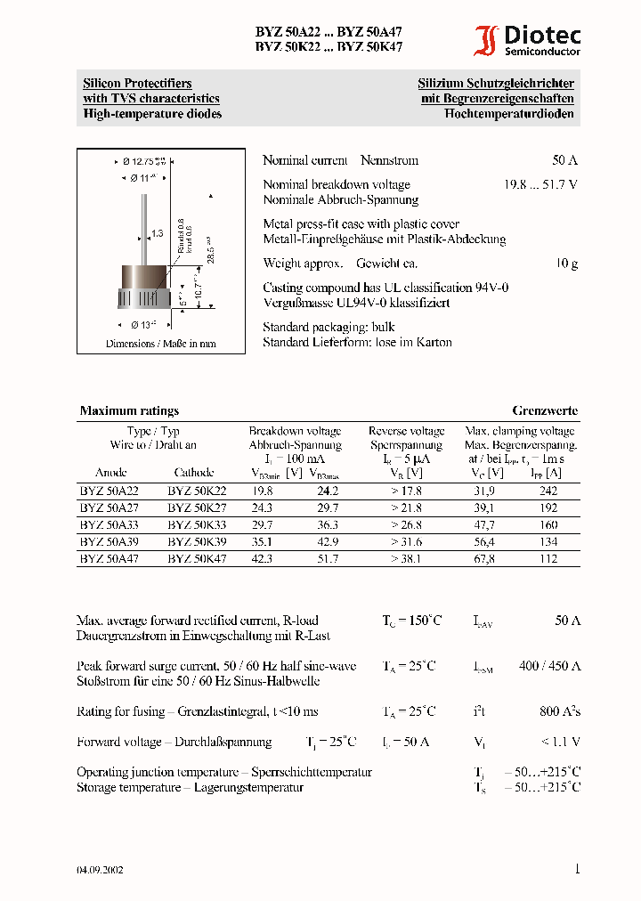 BYZ50K47_1222829.PDF Datasheet