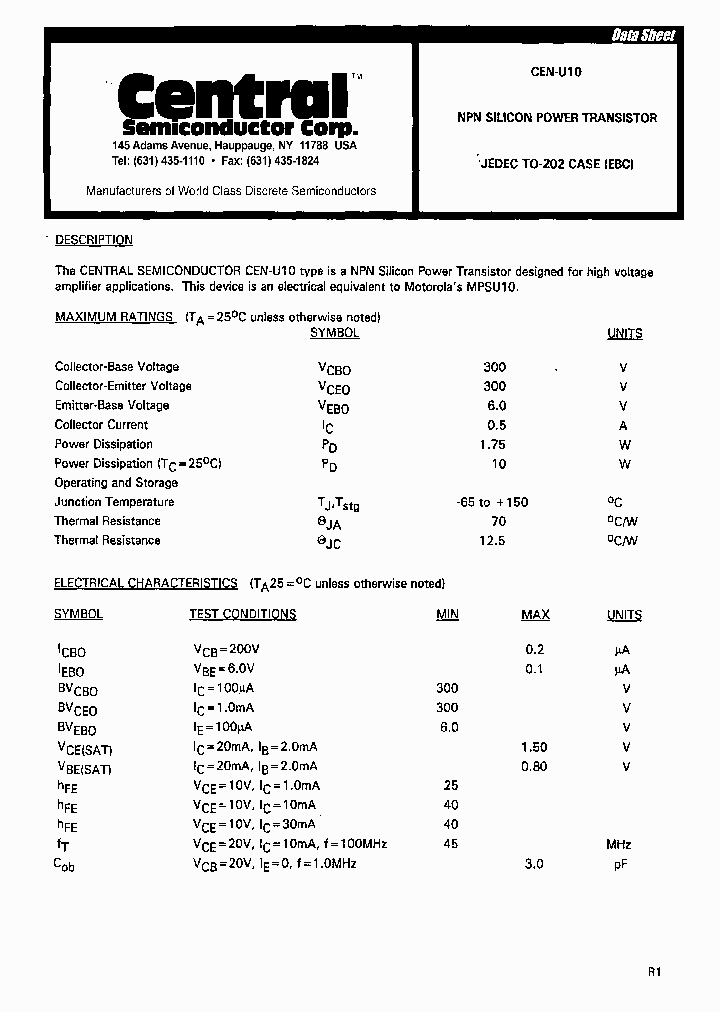 CEN-U10_1225783.PDF Datasheet