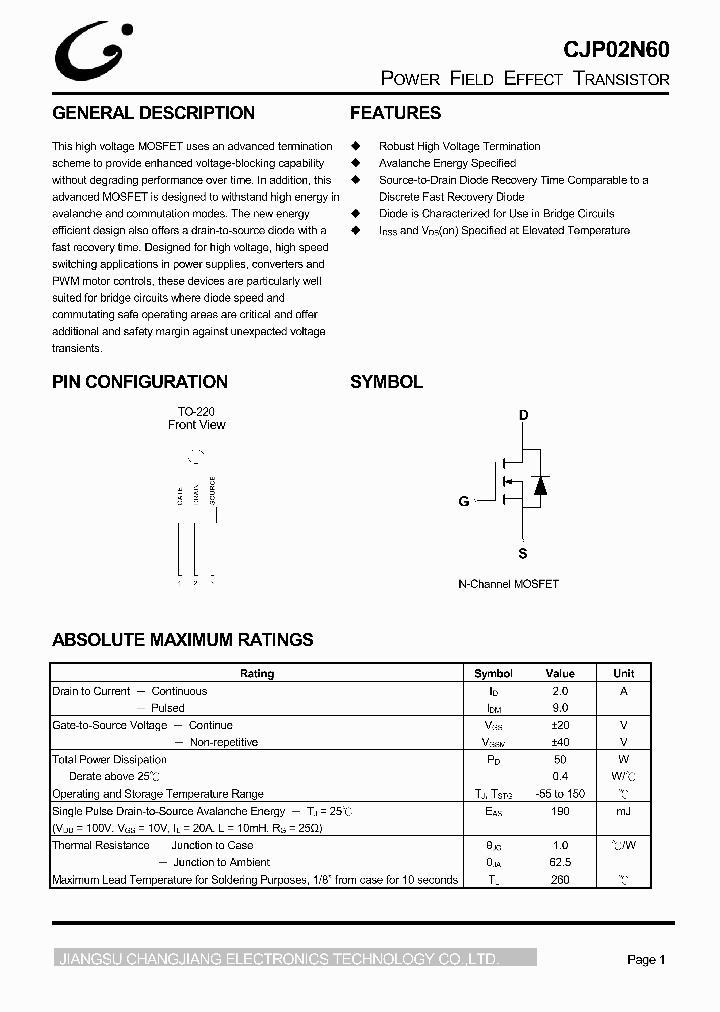 CJP02N60_1226334.PDF Datasheet