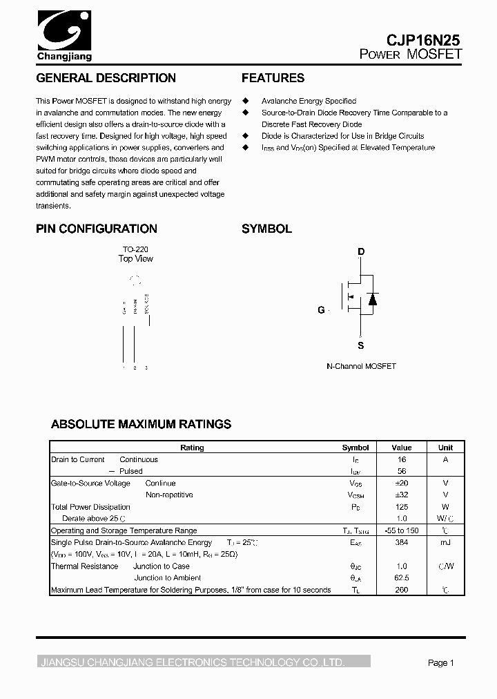 CJP16N25_1226339.PDF Datasheet