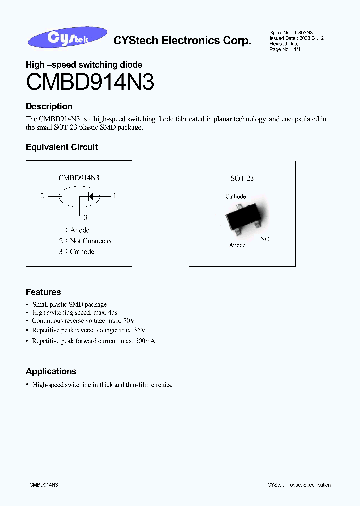 CMBD914N3_1227171.PDF Datasheet