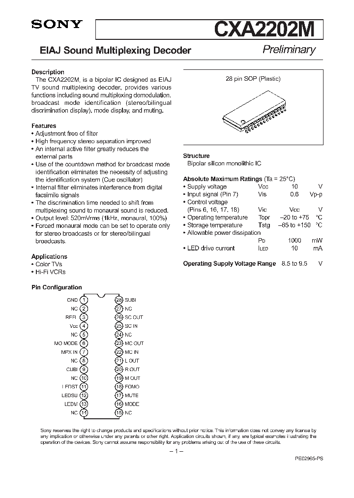 CXA2202M_1229680.PDF Datasheet