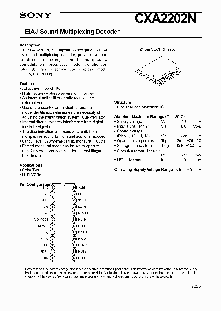 CXA2202N_1229681.PDF Datasheet