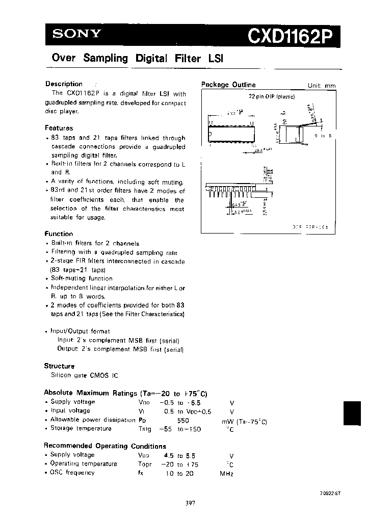CXD1162P_1016581.PDF Datasheet