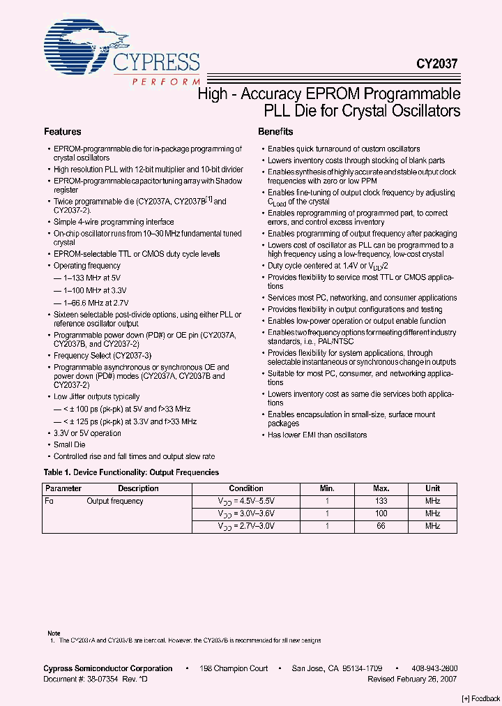 CY2037-2WAF_1033335.PDF Datasheet
