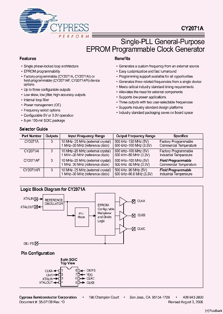 CY2071ASL-XXX_1028331.PDF Datasheet
