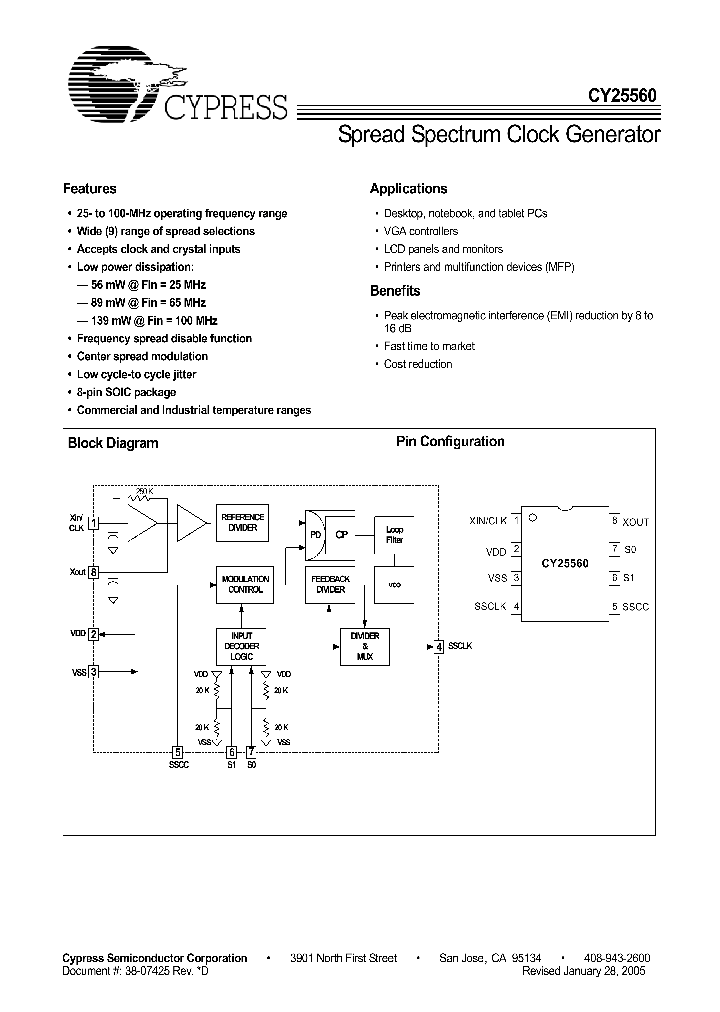 CY25560SXIT_1230265.PDF Datasheet