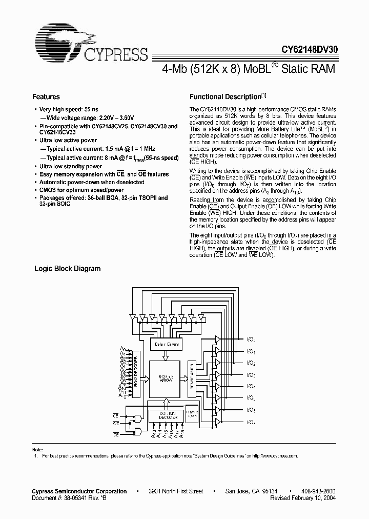 CY62148DV30L-70BVI_673597.PDF Datasheet