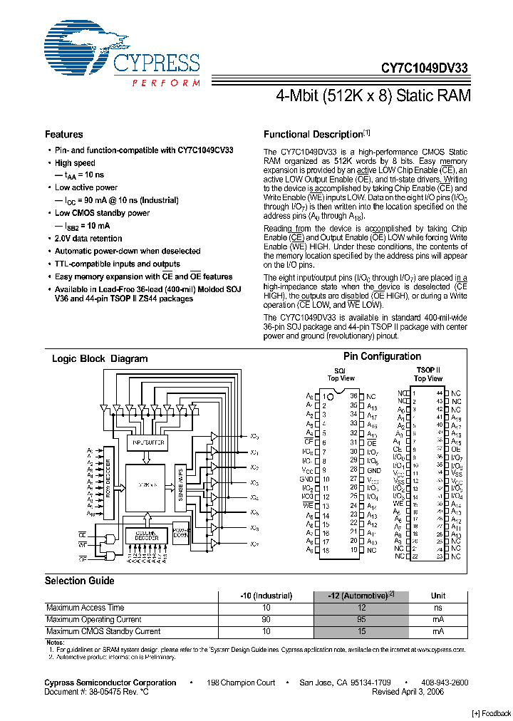 CY7C1049DV33_1026215.PDF Datasheet