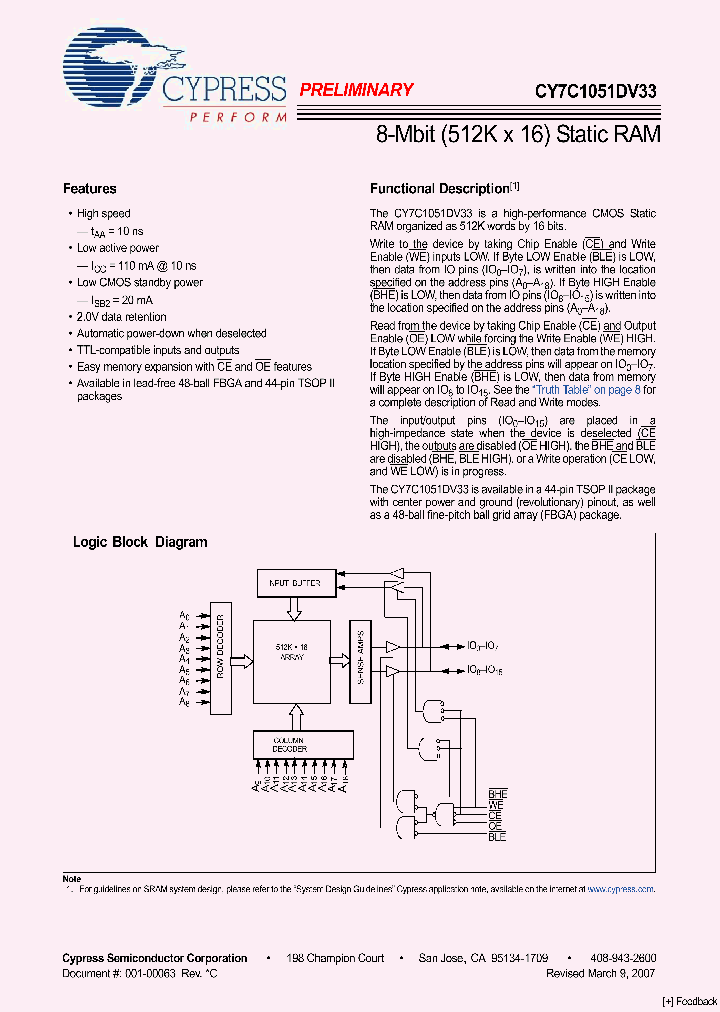 CY7C1051DV33_1179186.PDF Datasheet