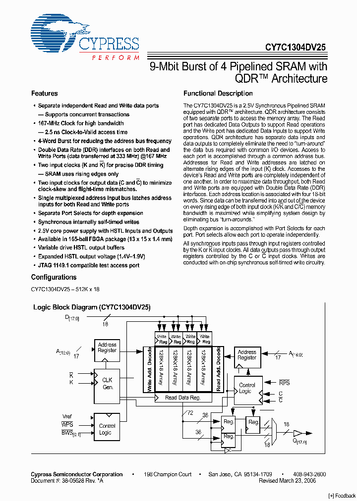 CY7C1304DV25-167BZC_1084510.PDF Datasheet