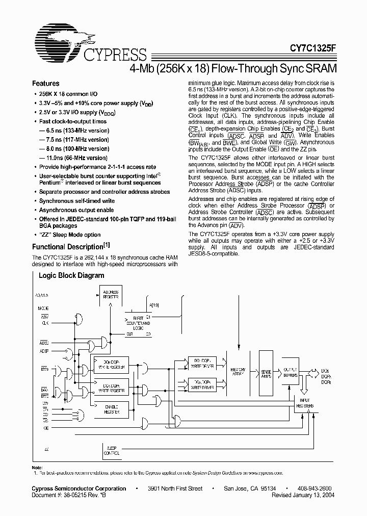 CY7C1325F-117AC_1073533.PDF Datasheet