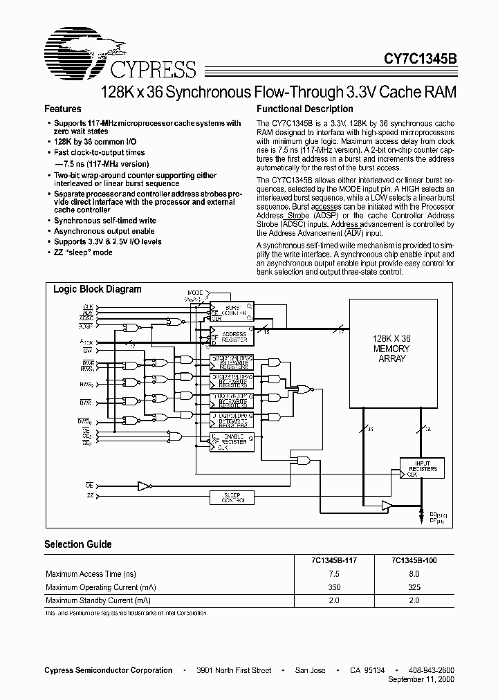 CY7C1345B-117AC_656057.PDF Datasheet